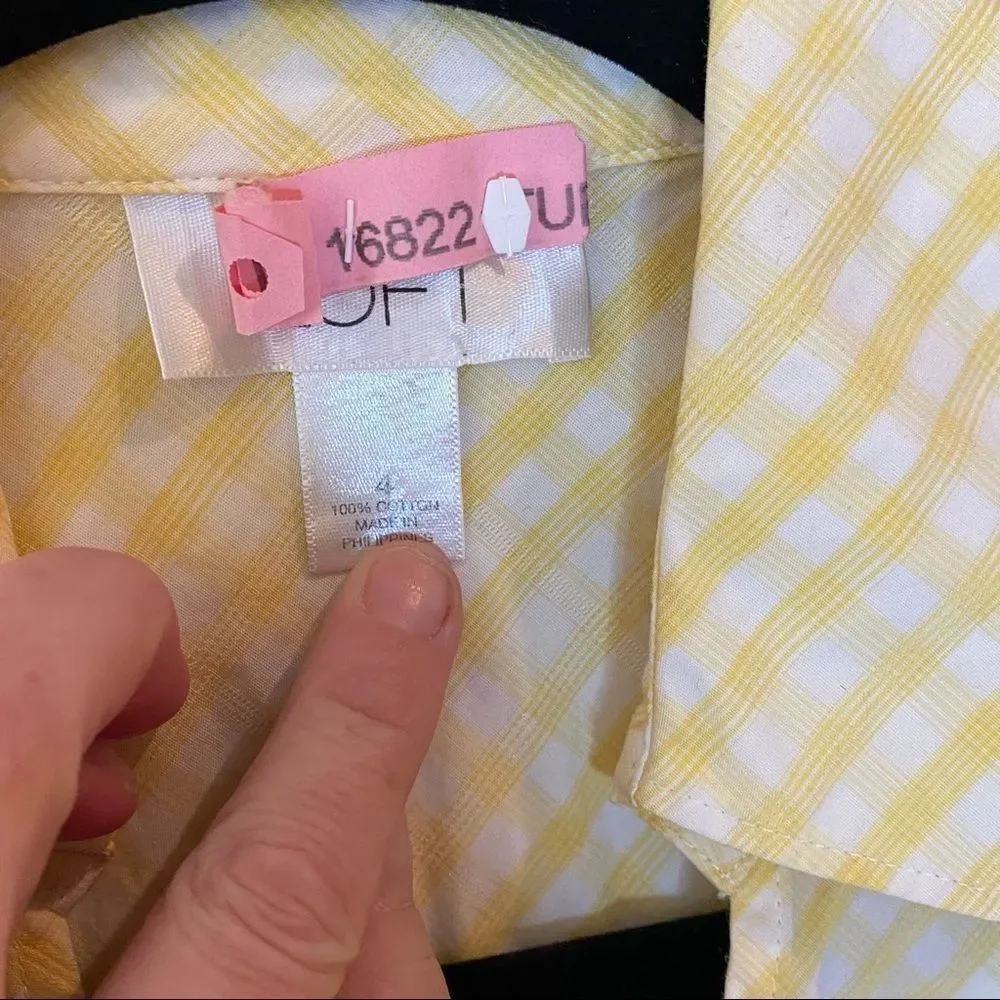 Loft NWOT Yellow Gingham Cardigan & Tank Duo